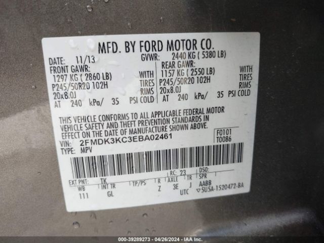 Photo 8 VIN: 2FMDK3KC3EBA02461 - FORD EDGE 