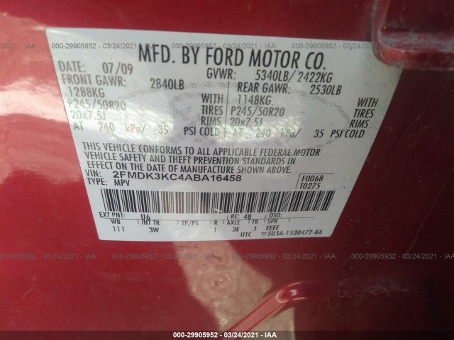 Photo 8 VIN: 2FMDK3KC4ABA16458 - FORD EDGE 