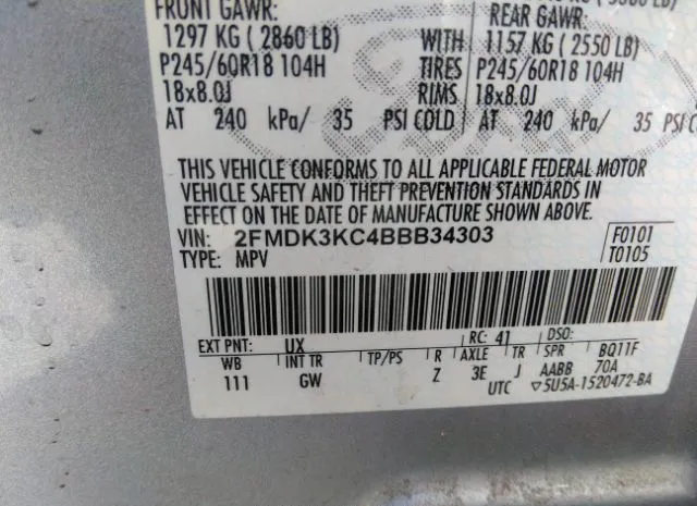 Photo 8 VIN: 2FMDK3KC4BBB34303 - FORD EDGE 