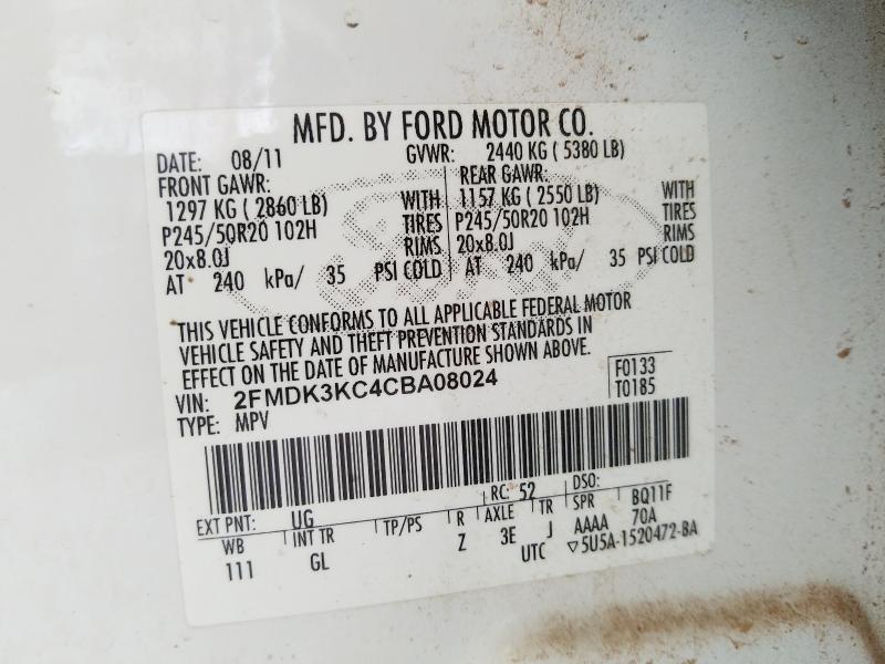 Photo 9 VIN: 2FMDK3KC4CBA08024 - FORD EDGE LIMIT 