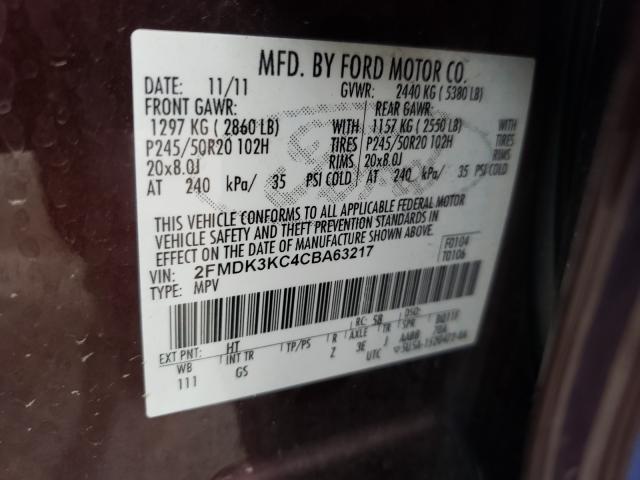 Photo 9 VIN: 2FMDK3KC4CBA63217 - FORD EDGE LIMIT 