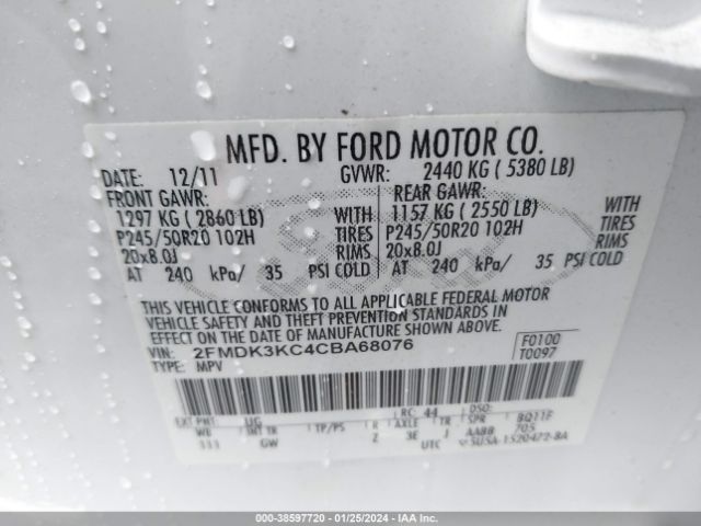 Photo 8 VIN: 2FMDK3KC4CBA68076 - FORD EDGE 