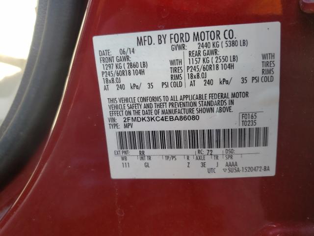 Photo 9 VIN: 2FMDK3KC4EBA86080 - FORD EDGE LIMIT 