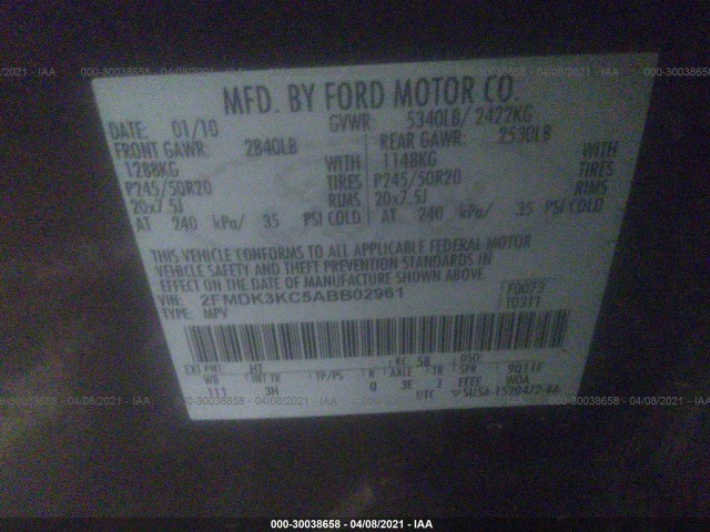 Photo 8 VIN: 2FMDK3KC5ABB02961 - FORD EDGE 