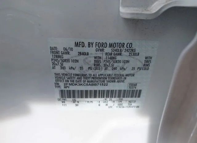 Photo 8 VIN: 2FMDK3KC5ABB71522 - FORD EDGE 