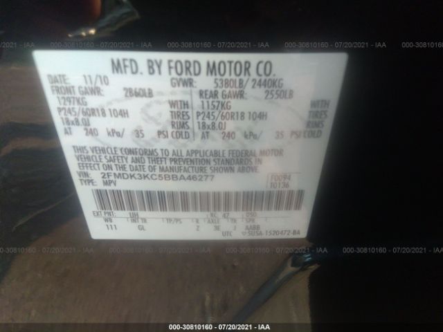 Photo 8 VIN: 2FMDK3KC5BBA46277 - FORD EDGE 