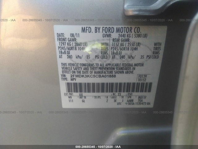 Photo 8 VIN: 2FMDK3KC5CBA01888 - FORD EDGE 