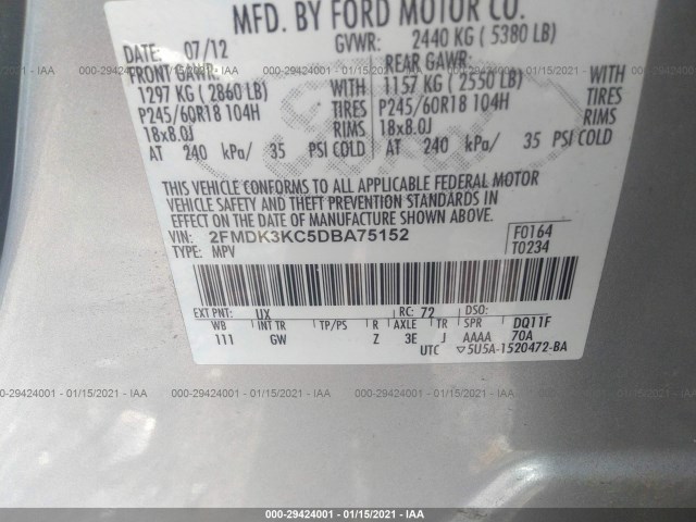 Photo 8 VIN: 2FMDK3KC5DBA75152 - FORD EDGE 