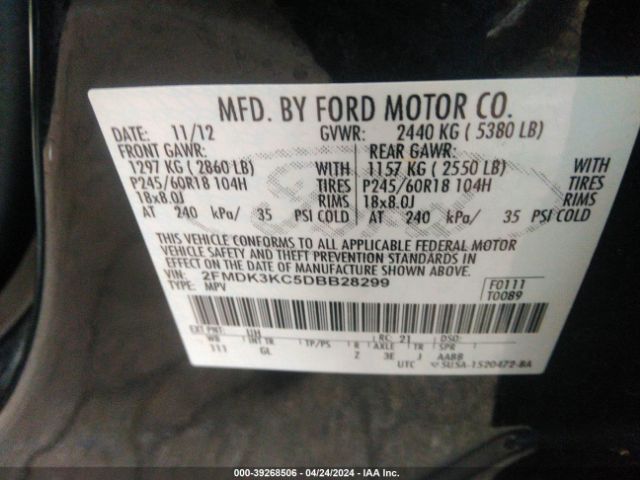 Photo 8 VIN: 2FMDK3KC5DBB28299 - FORD EDGE 