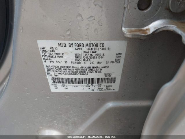 Photo 8 VIN: 2FMDK3KC5DBC78607 - FORD EDGE 