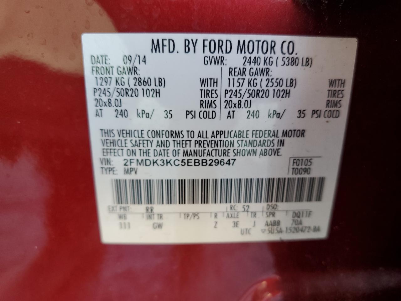 Photo 13 VIN: 2FMDK3KC5EBB29647 - FORD EDGE 