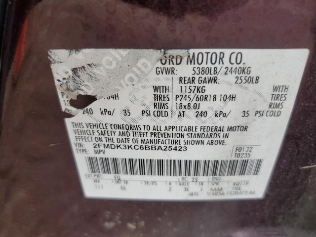 Photo 11 VIN: 2FMDK3KC6BBA25423 - FORD EDGE 