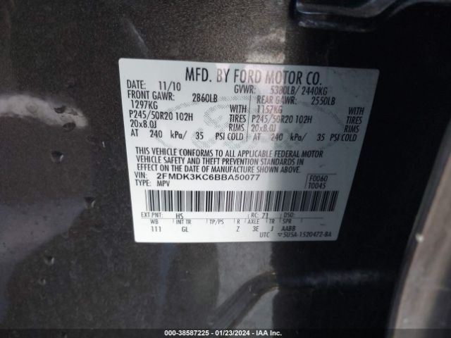 Photo 8 VIN: 2FMDK3KC6BBA50077 - FORD EDGE 