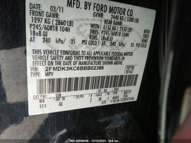 Photo 8 VIN: 2FMDK3KC6BBB02386 - FORD EDGE 