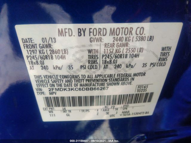 Photo 8 VIN: 2FMDK3KC6DBB66267 - FORD EDGE 