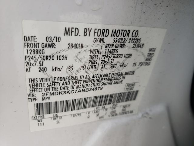 Photo 9 VIN: 2FMDK3KC7ABB34679 - FORD EDGE LIMIT 