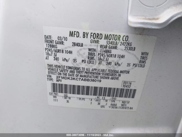 Photo 8 VIN: 2FMDK3KC7ABB38019 - FORD EDGE 