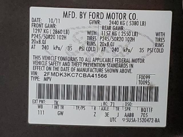 Photo 13 VIN: 2FMDK3KC7CBA41566 - FORD EDGE LIMIT 