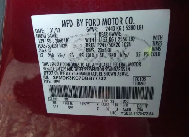 Photo 8 VIN: 2FMDK3KC7DBB77732 - FORD EDGE 