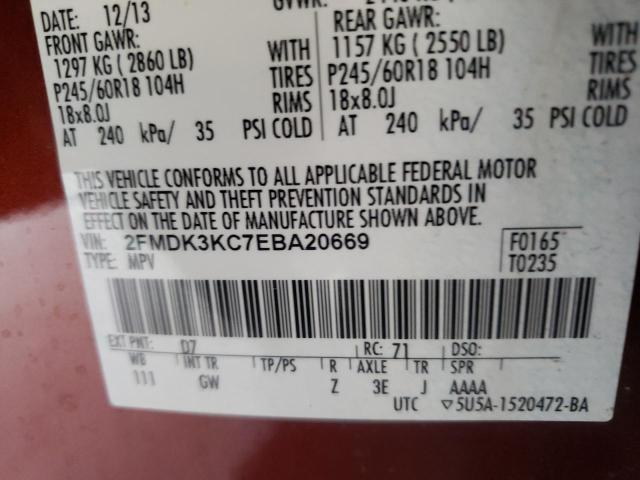 Photo 9 VIN: 2FMDK3KC7EBA20669 - FORD EDGE LIMIT 