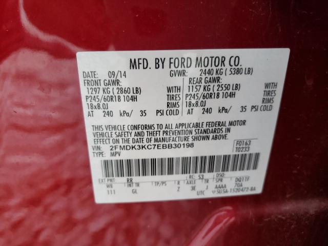 Photo 9 VIN: 2FMDK3KC7EBB30198 - FORD EDGE LIMIT 