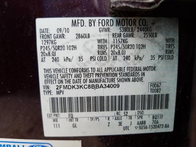 Photo 9 VIN: 2FMDK3KC8BBA34009 - FORD EDGE LIMIT 