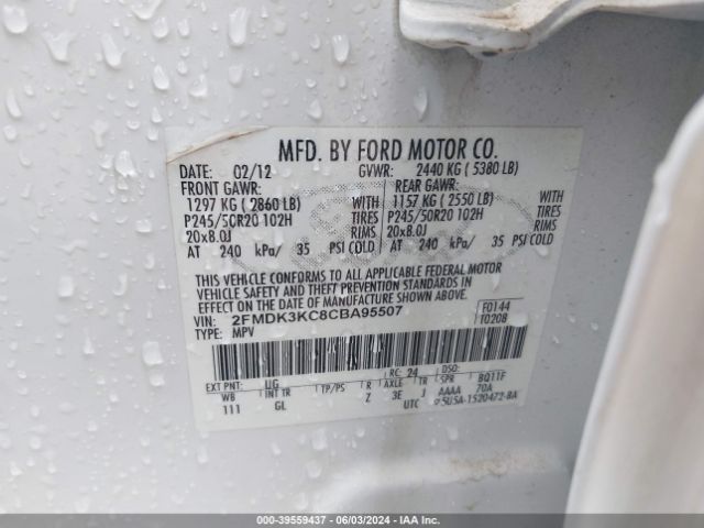 Photo 8 VIN: 2FMDK3KC8CBA95507 - FORD EDGE 