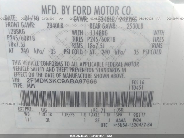 Photo 8 VIN: 2FMDK3KC9ABA97666 - FORD EDGE 