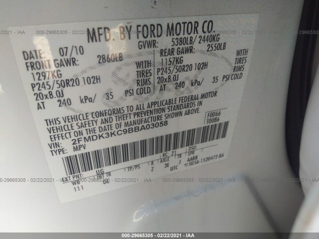 Photo 8 VIN: 2FMDK3KC9BBA03058 - FORD EDGE 