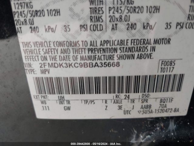 Photo 8 VIN: 2FMDK3KC9BBA35668 - FORD EDGE 