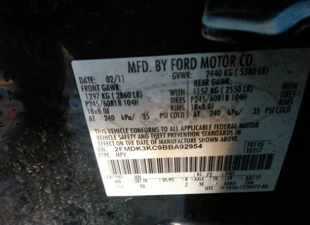 Photo 8 VIN: 2FMDK3KC9BBA92954 - FORD EDGE 