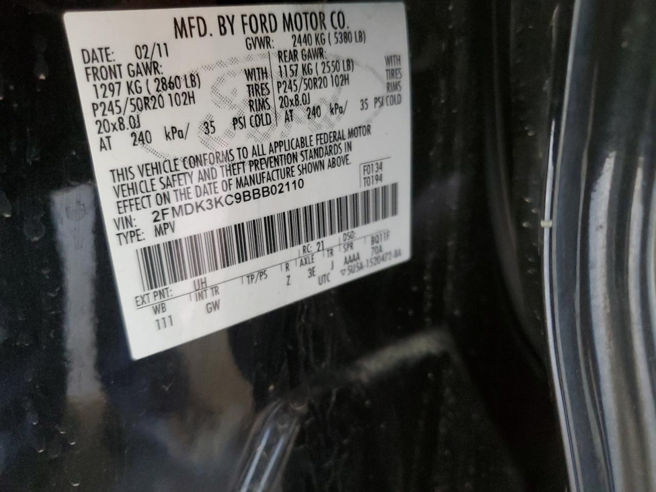 Photo 13 VIN: 2FMDK3KC9BBB02110 - FORD EDGE 