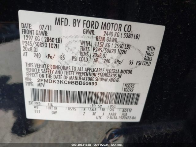 Photo 8 VIN: 2FMDK3KC9BBB60699 - FORD EDGE 