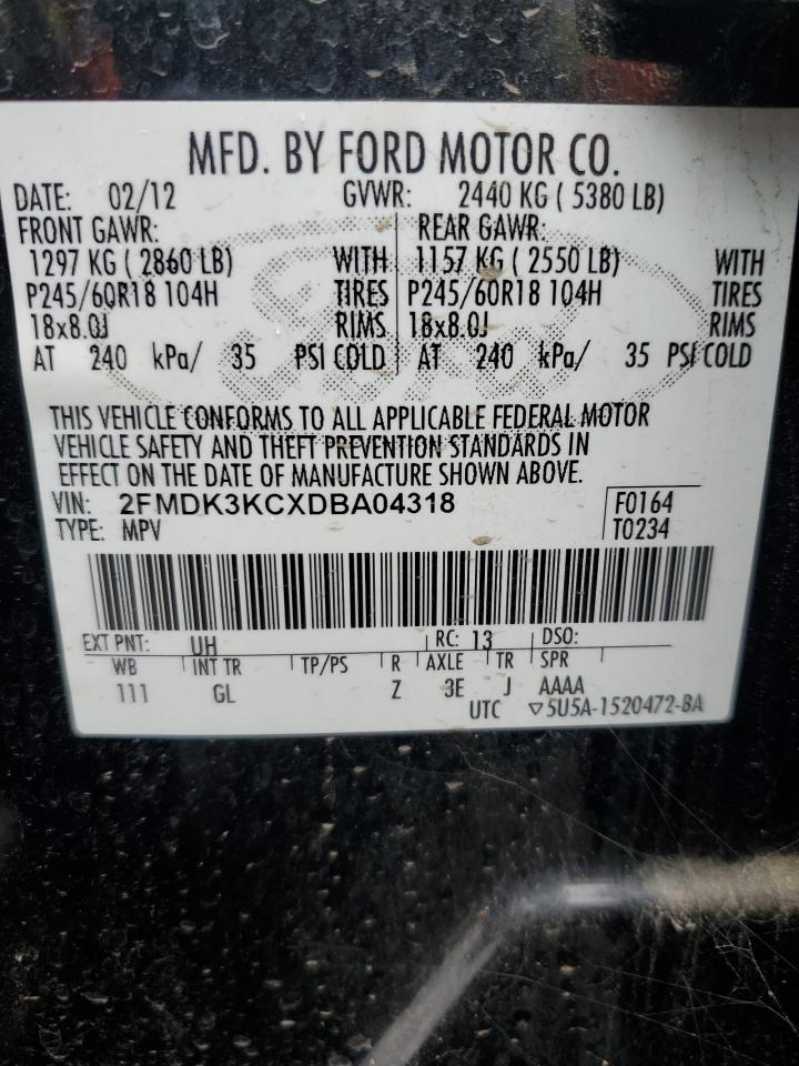 Photo 12 VIN: 2FMDK3KCXDBA04318 - FORD EDGE 