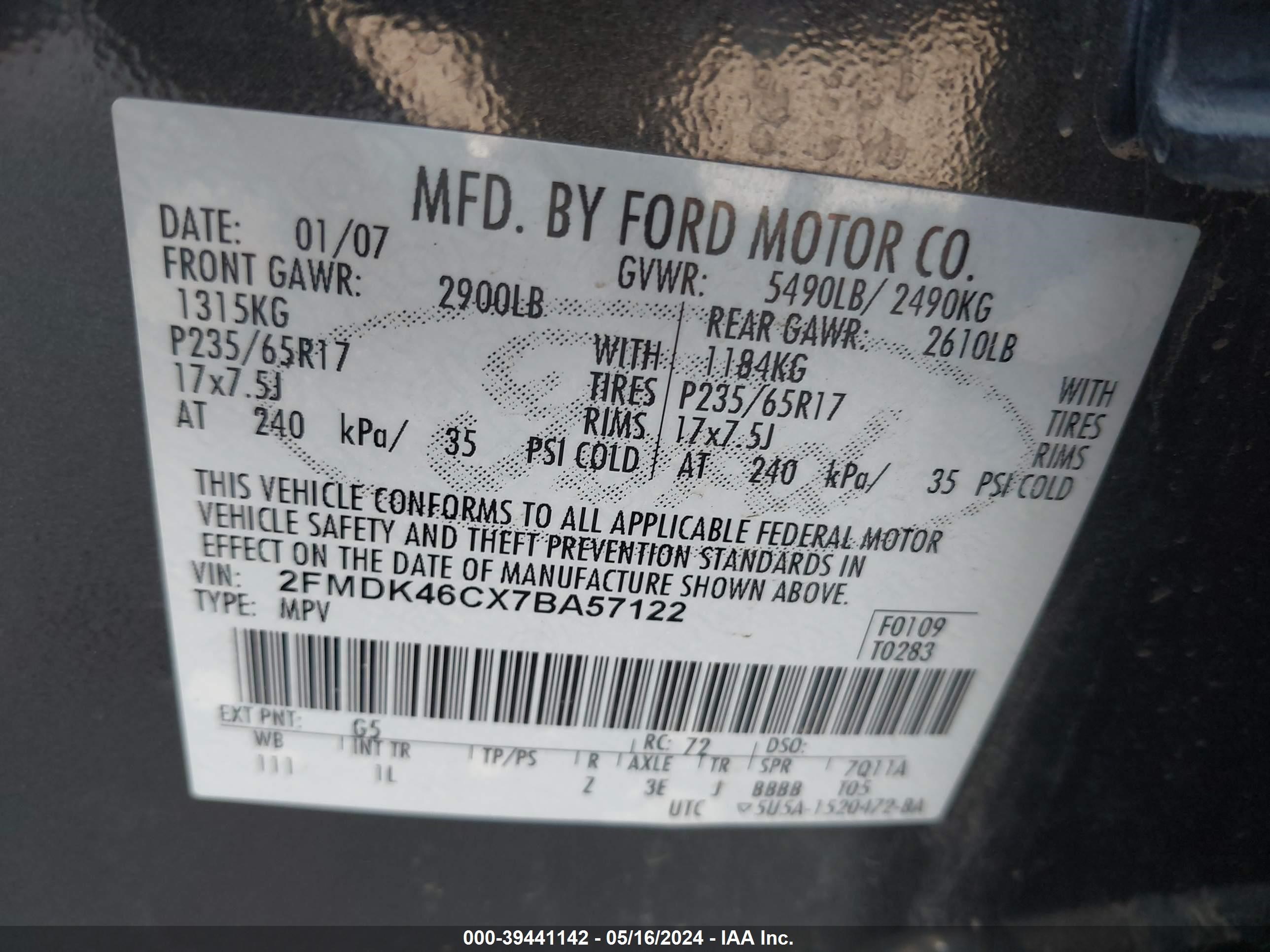 Photo 8 VIN: 2FMDK46CX7BA57122 - FORD EDGE 