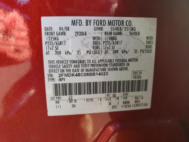 Photo 12 VIN: 2FMDK48C08BB14023 - FORD EDGE 