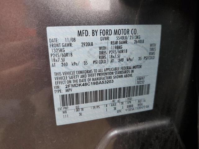 Photo 11 VIN: 2FMDK48C19BA53203 - FORD EDGE SEL 