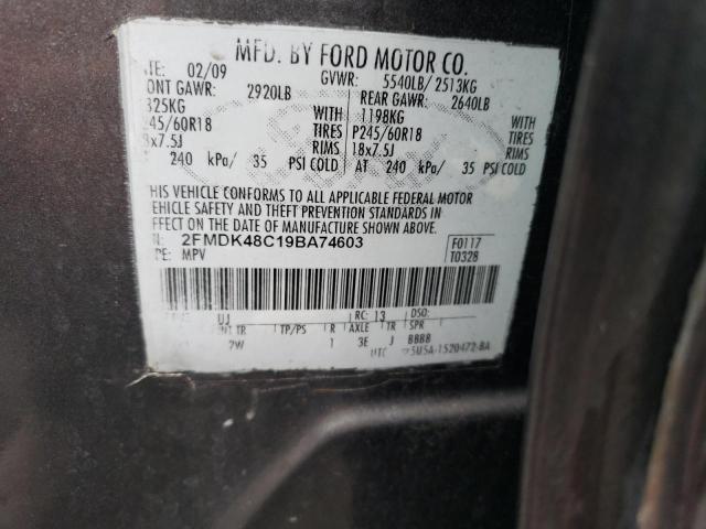 Photo 12 VIN: 2FMDK48C19BA74603 - FORD EDGE SEL 