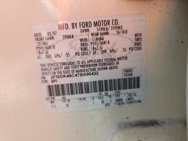 Photo 12 VIN: 2FMDK48C47BA90422 - FORD EDGE SEL 