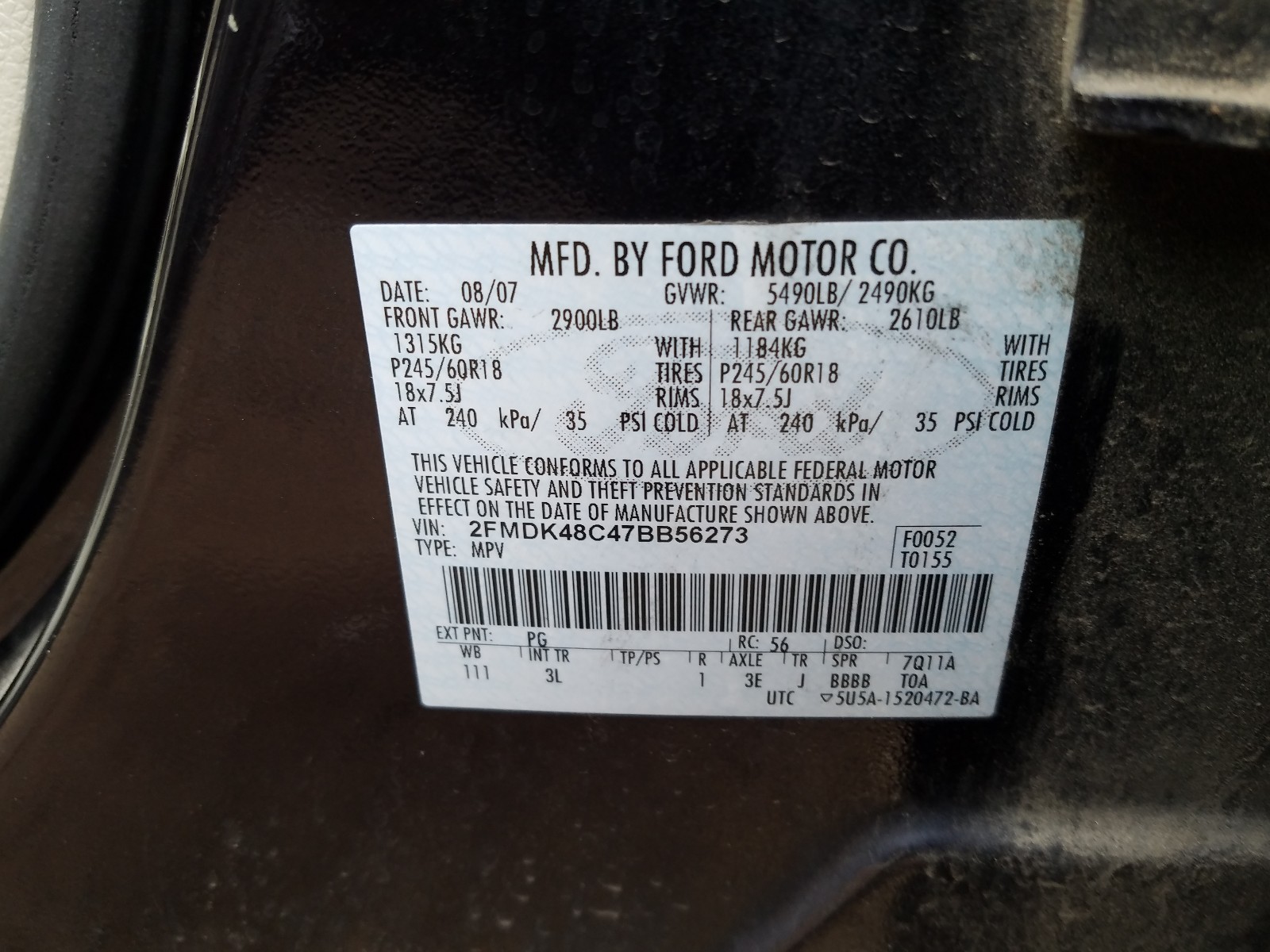 Photo 9 VIN: 2FMDK48C47BB56273 - FORD EDGE SEL 