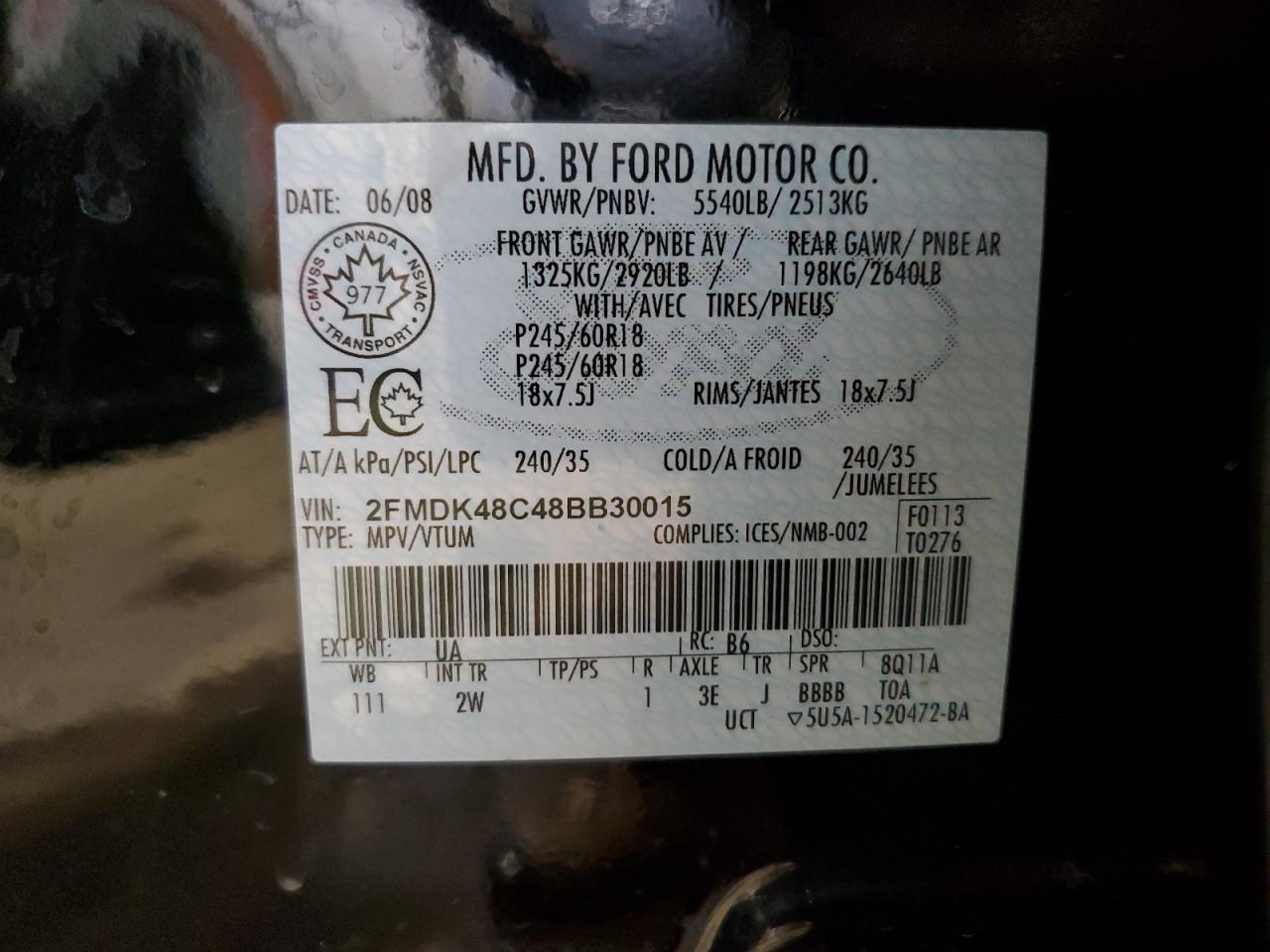 Photo 12 VIN: 2FMDK48C48BB30015 - FORD EDGE 