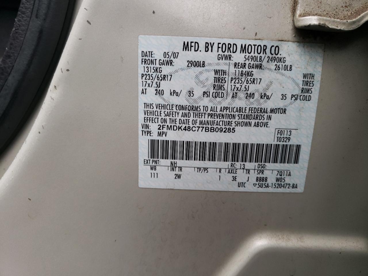 Photo 12 VIN: 2FMDK48C77BB09285 - FORD EDGE 