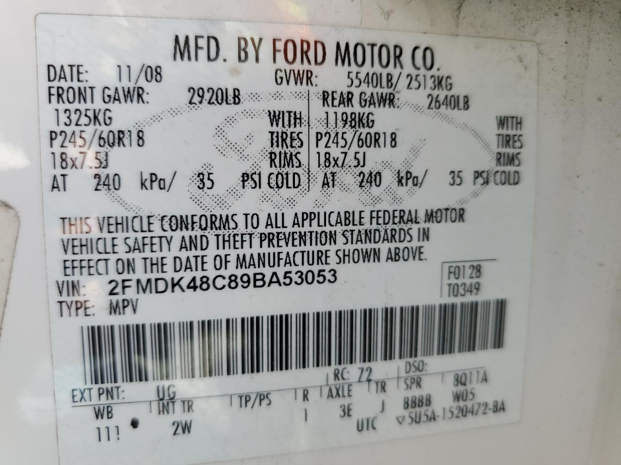 Photo 11 VIN: 2FMDK48C89BA53053 - FORD EDGE 