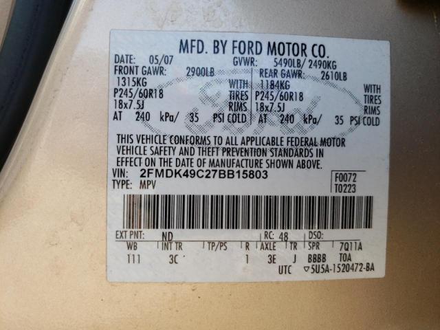 Photo 13 VIN: 2FMDK49C27BB15803 - FORD EDGE SEL P 