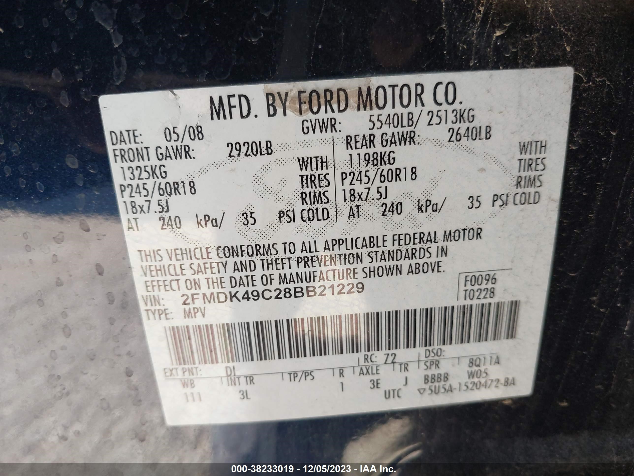 Photo 8 VIN: 2FMDK49C28BB21229 - FORD EDGE 