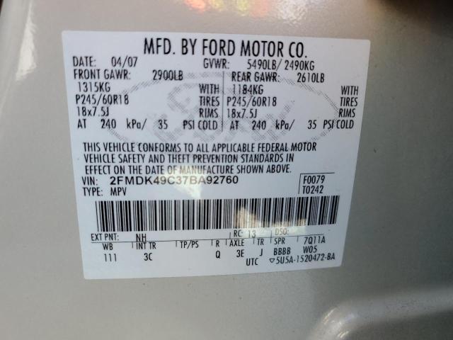 Photo 12 VIN: 2FMDK49C37BA92760 - FORD EDGE SEL P 