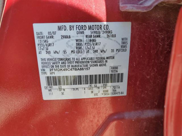 Photo 12 VIN: 2FMDK49C47BA86157 - FORD EDGE SEL P 