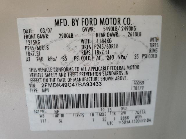 Photo 12 VIN: 2FMDK49C47BA93433 - FORD EDGE SEL P 