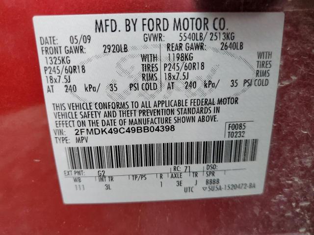 Photo 12 VIN: 2FMDK49C49BB04398 - FORD EDGE 