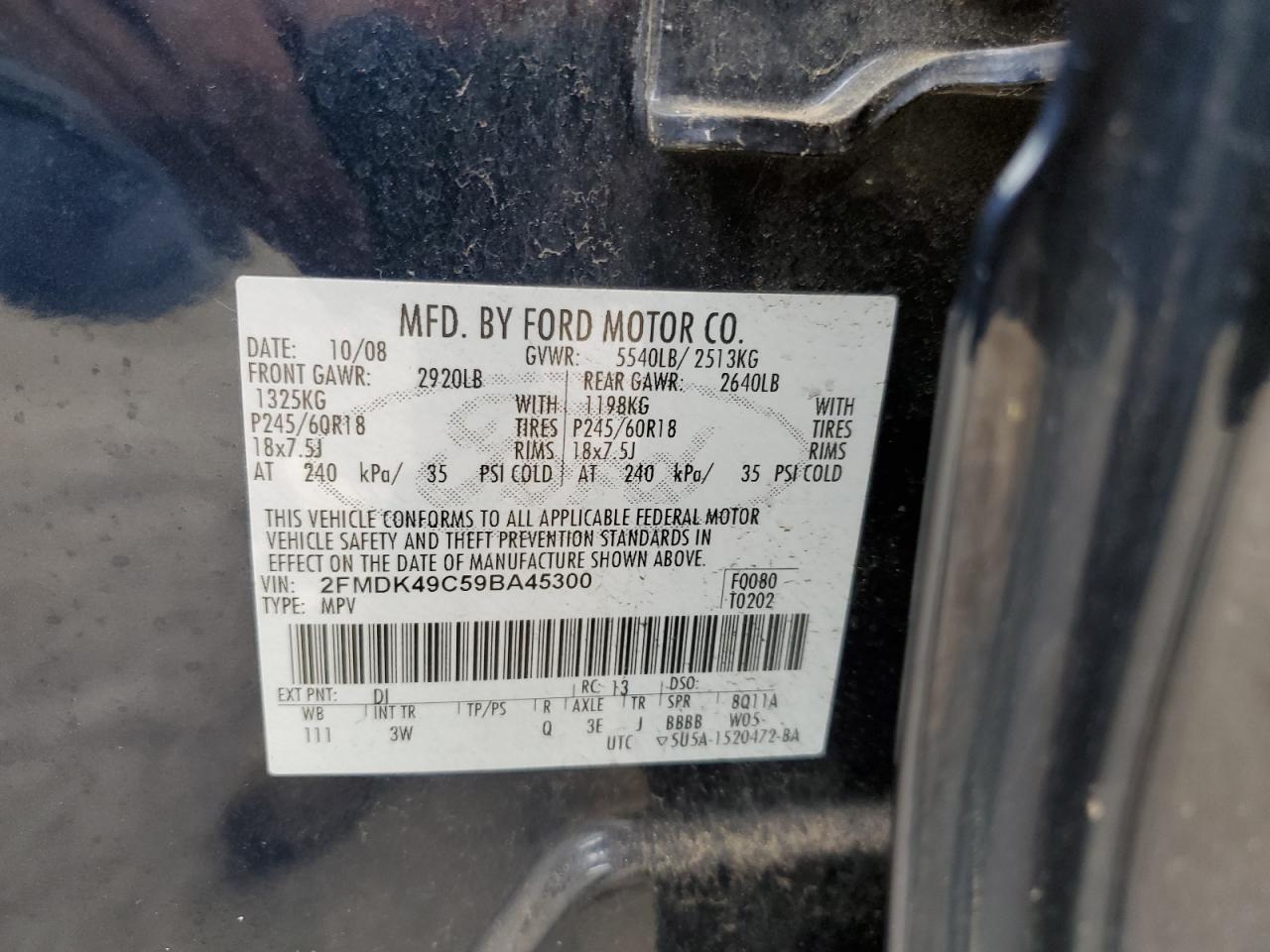 Photo 12 VIN: 2FMDK49C59BA45300 - FORD EDGE 